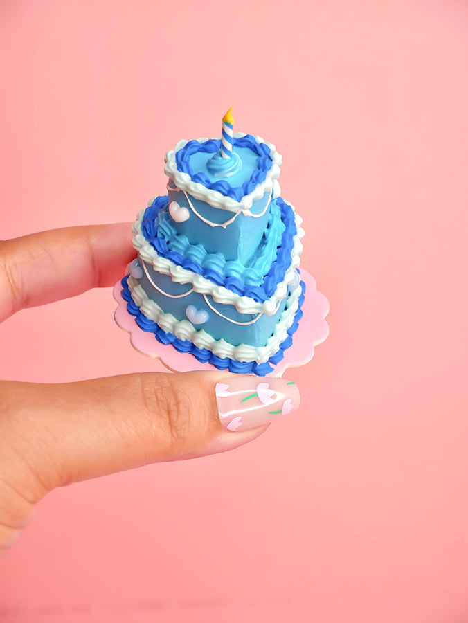 Blue Vintage Two-Tier Tiny Fake Cake