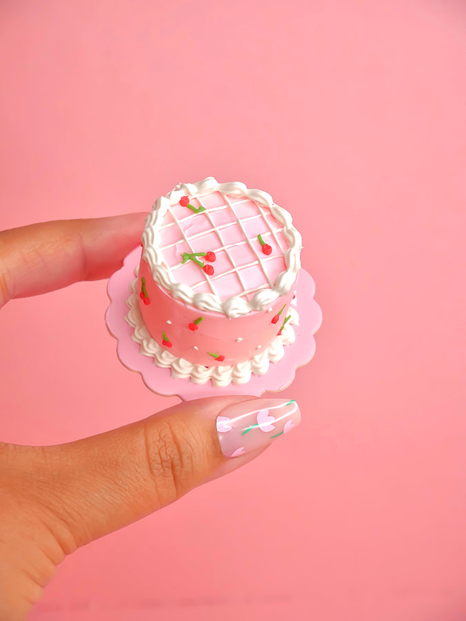 Cherry Tall Round Tiny Fake Cake