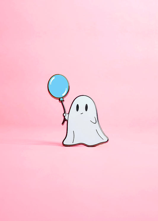 Balloon Ghost (Blue) Enamel Pin