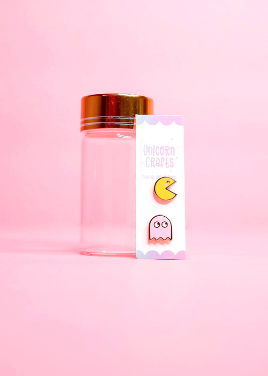 PacMan and Ghost (Pink) Earrings
