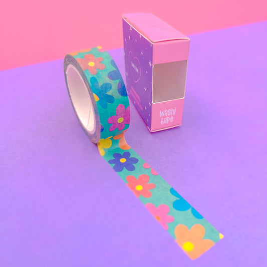 Teal Floral Washi Tape