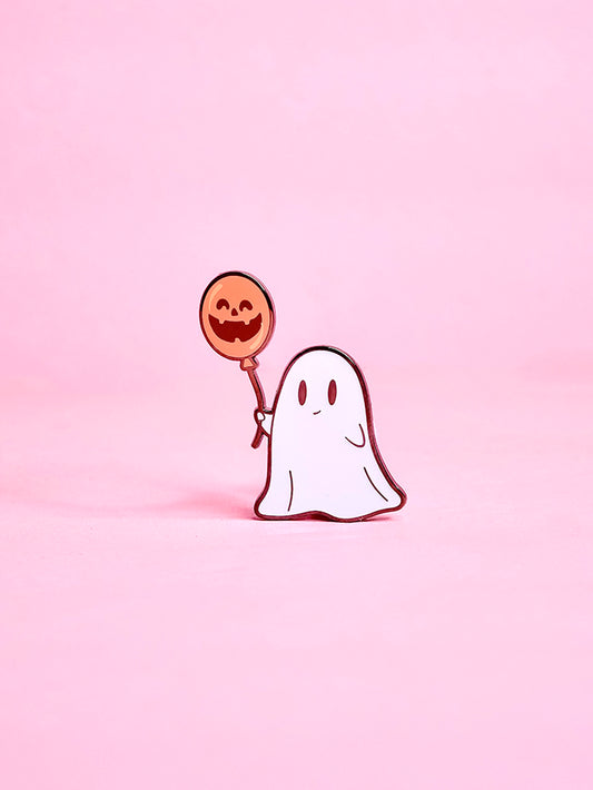 Balloon Ghost (Jack-O-Lantern) Enamel Pin