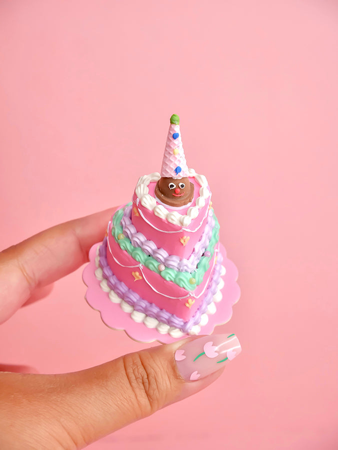 Clown Cone Two-Tier Tiny Fake Cake