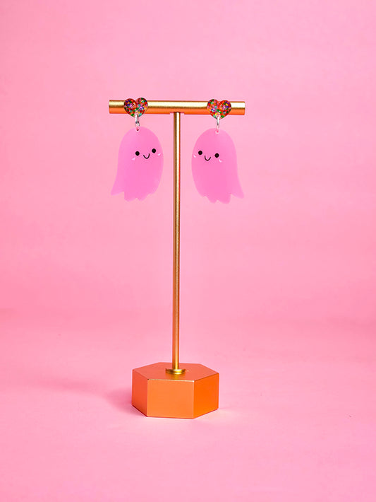 Glow-in-the-Dark Ghostie (Pink) Earrings