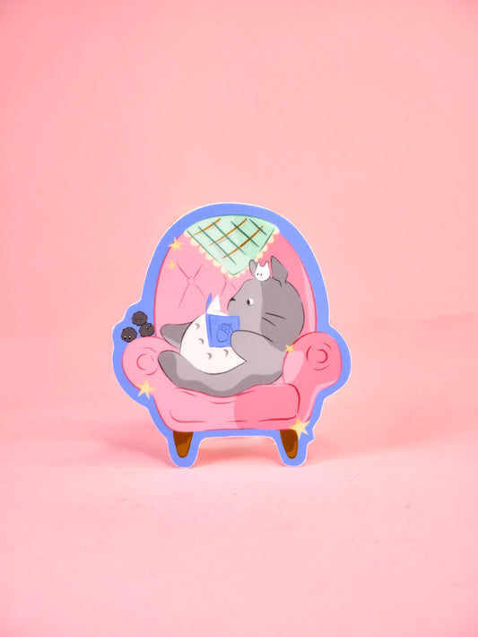 Totoro Reading Sticker
